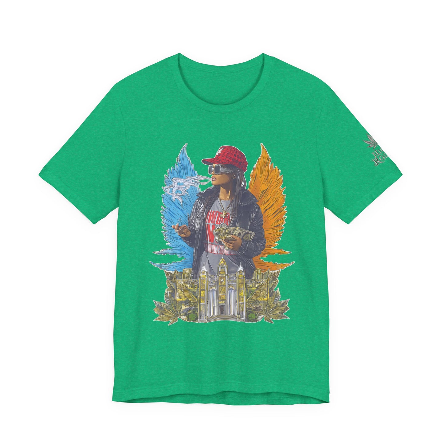 High Roller Golden Wings Money Cannabis T-Shirt - Premium 420 Hip-Hop Angel Street Culture Success Lifestyle Apparel