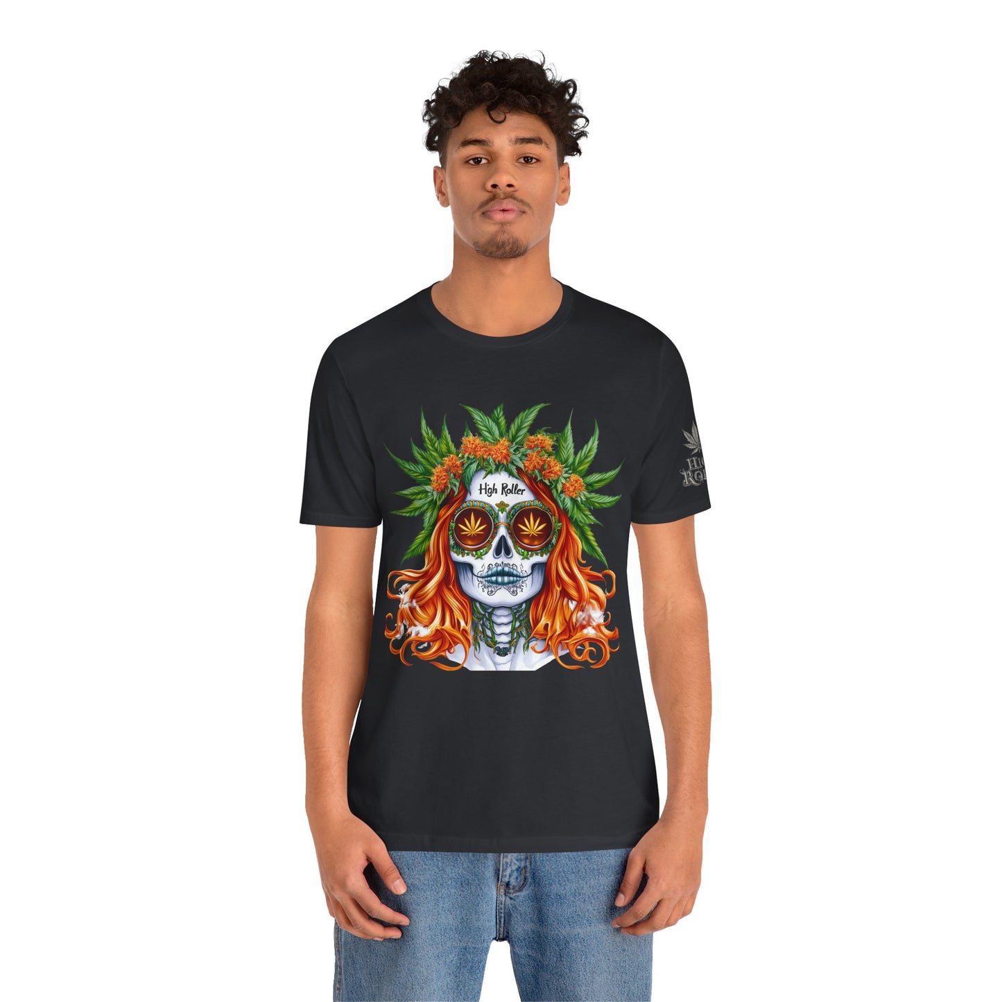 Sugar Skull Goddess Tee - Premium Airlume Cotton Cannabis Culture Day of Dead Art