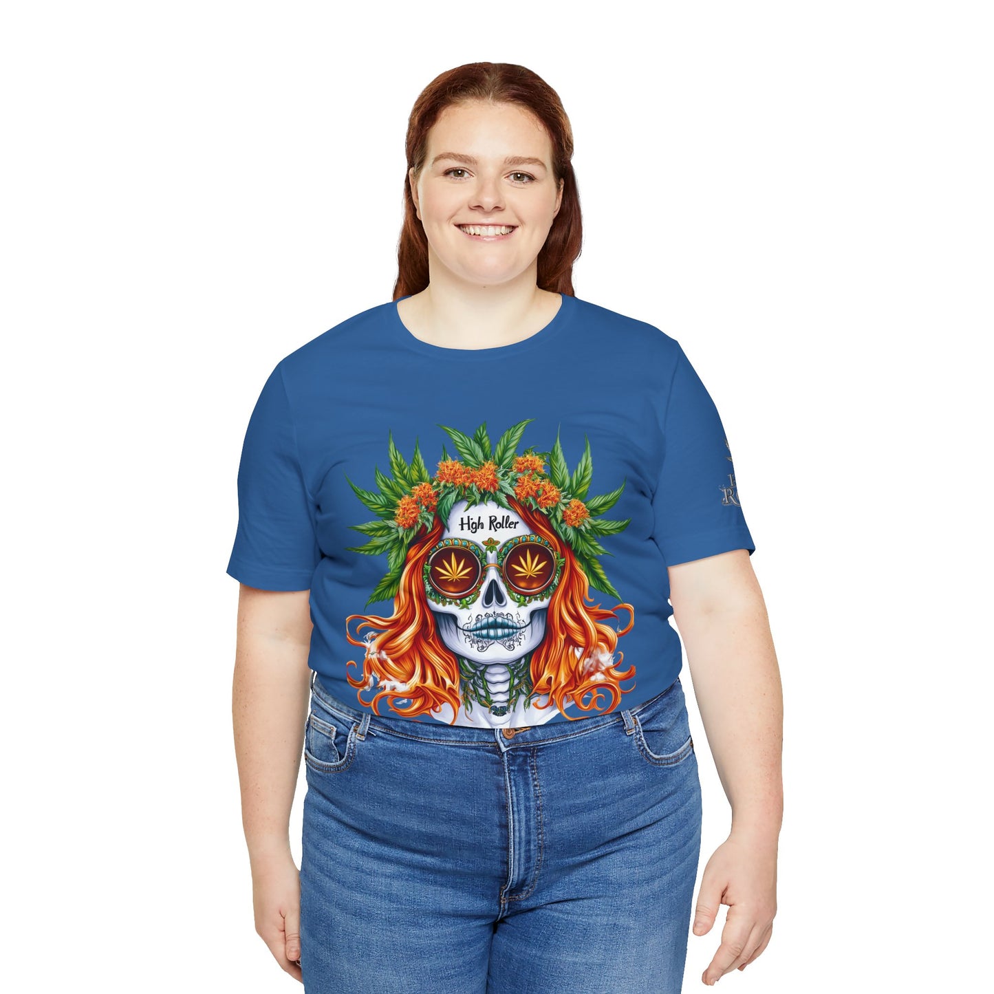 Sugar Skull Goddess Tee - Premium Airlume Cotton Cannabis Culture Day of Dead Art