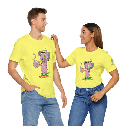 Smoking Hog Leg Pink Pig Tee - Premium Airlume Cotton Cannabis Culture Art