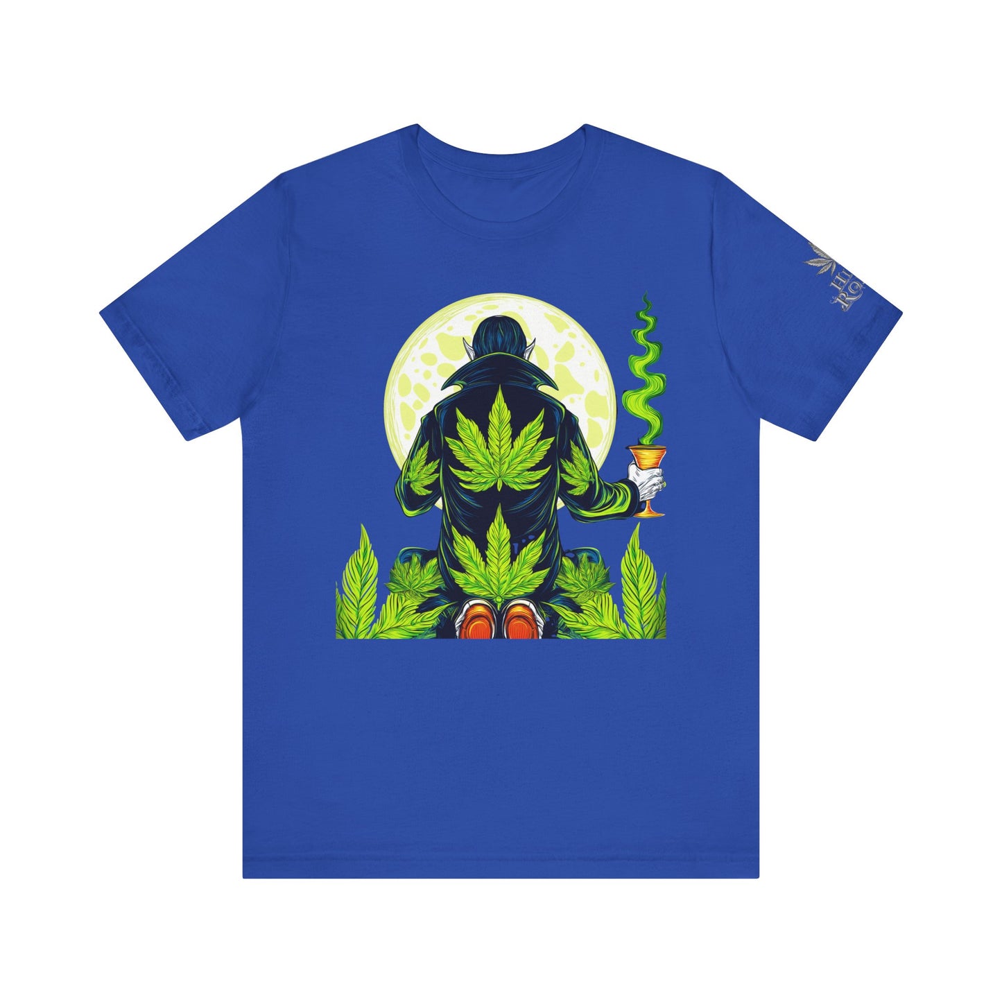 Luxury Gothic Cannabis Vampire T-Shirt - Premium Dark HIGH ROLLER Streetwear - Elevated Nocturnal 420 Fashion