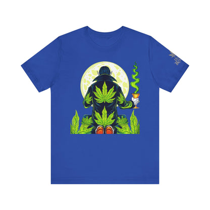 Luxury Gothic Cannabis Vampire T-Shirt - Premium Dark HIGH ROLLER Streetwear - Elevated Nocturnal 420 Fashion