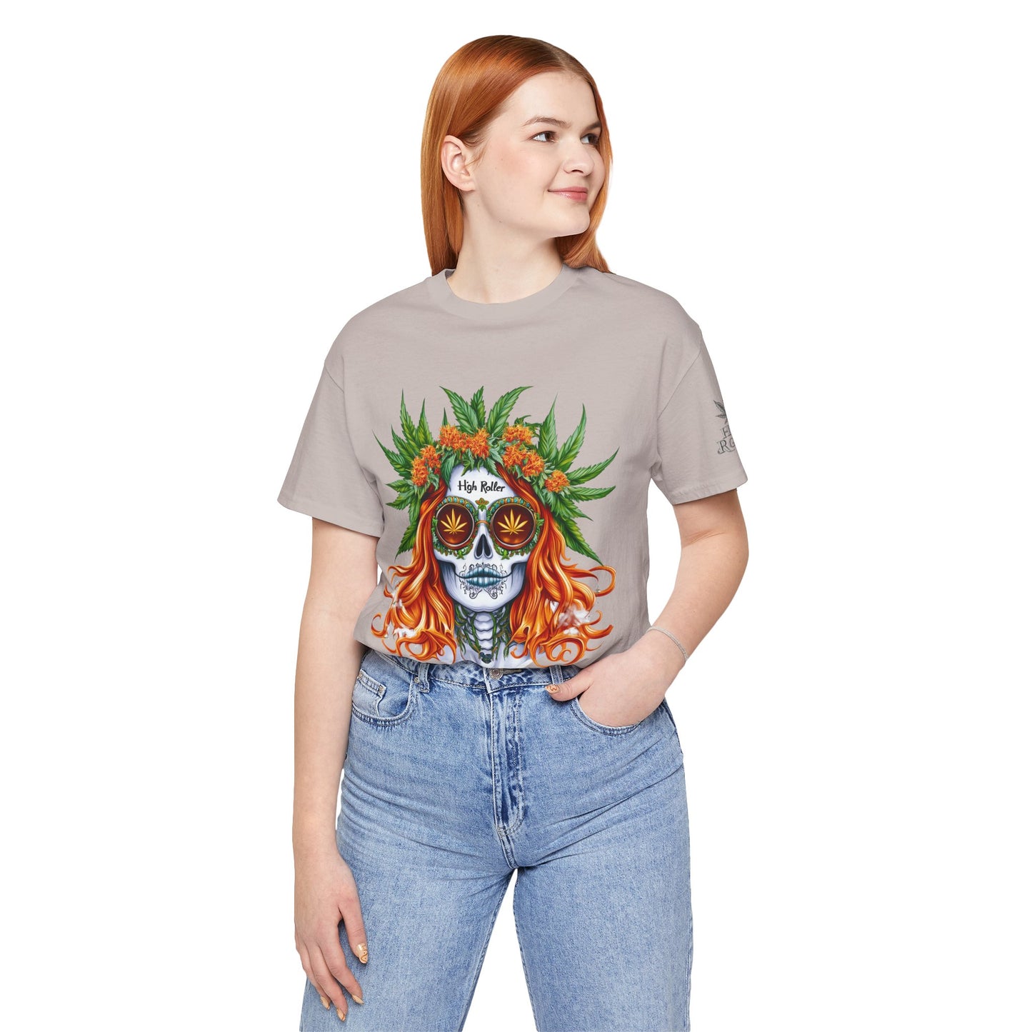 Sugar Skull Cannabis Tee - Day of Dead Art Design | High Roller