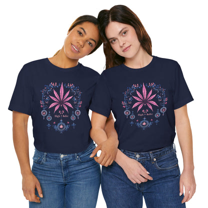 Bohemian Cannabis Mandala Tee - Floral Folk Art Design | High Roller