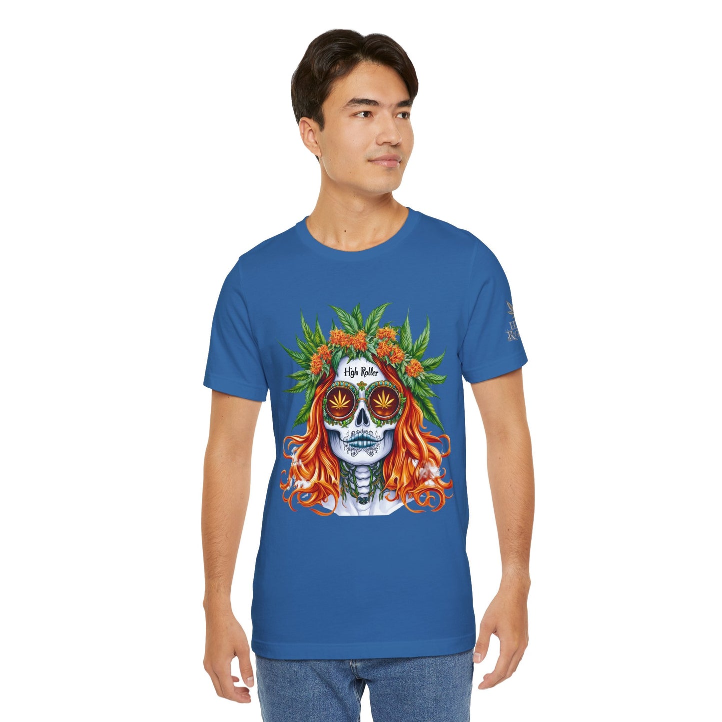 Sugar Skull Cannabis Tee - Day of Dead Art Design | High Roller