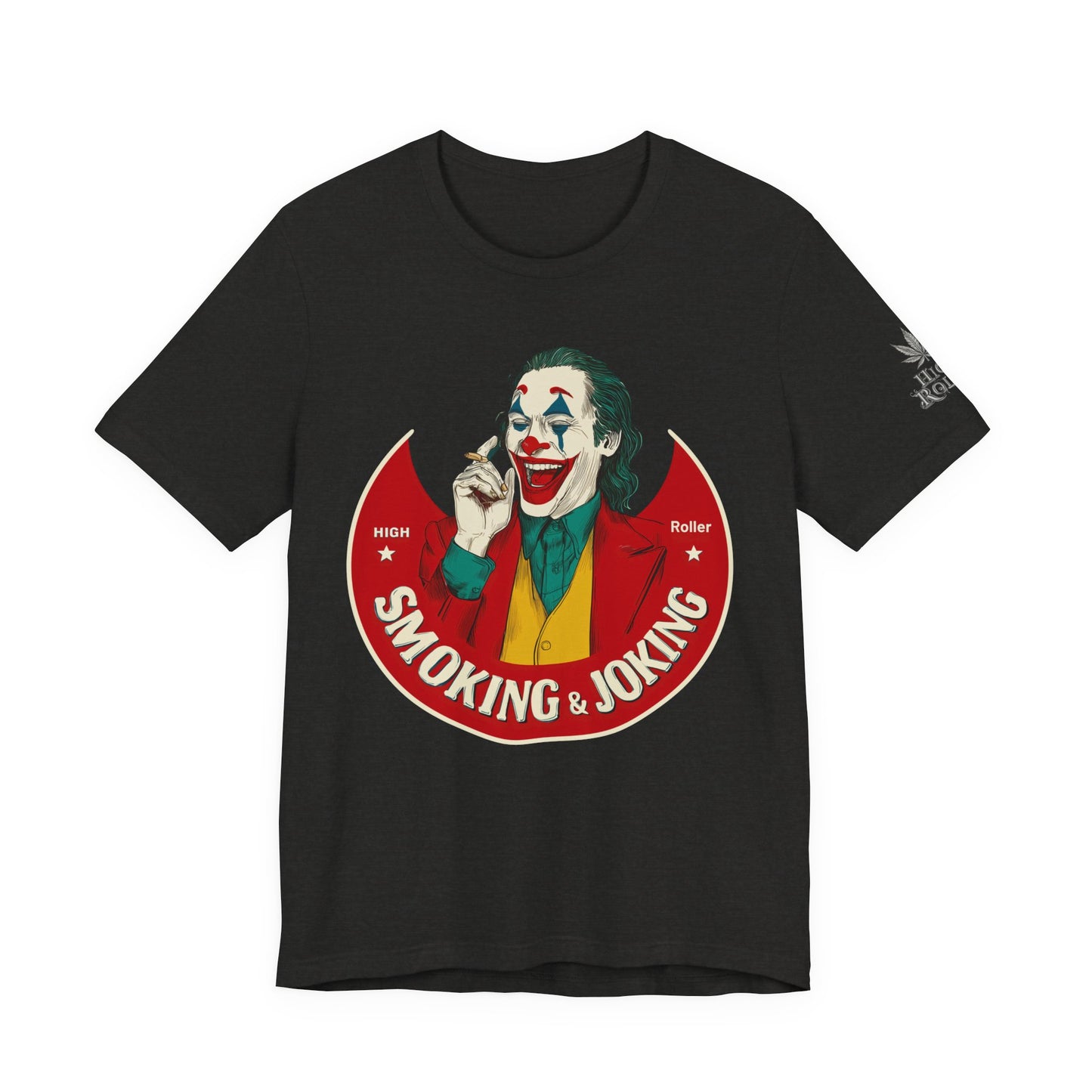 High Roller Villain T-Shirt - Premium Airlume Cotton Cannabis Joker Badge Art Tee