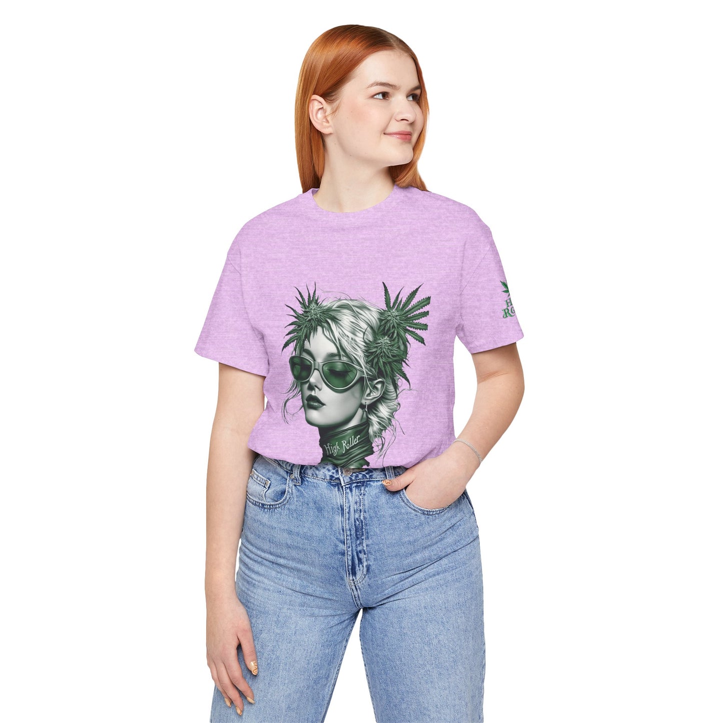 Green Queen T-Shirt - Premium Airlume Cotton Cannabis Crown Portrait Art Tee