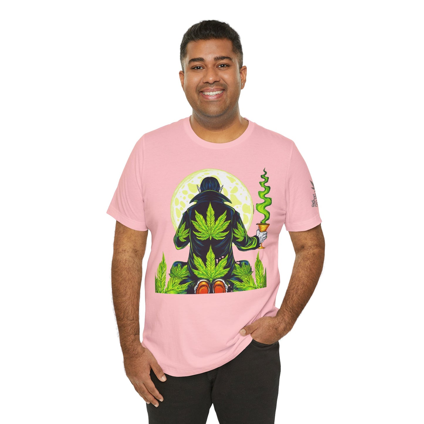 Luxury Gothic Cannabis Vampire T-Shirt - Premium Dark HIGH ROLLER Streetwear - Elevated Nocturnal 420 Fashion