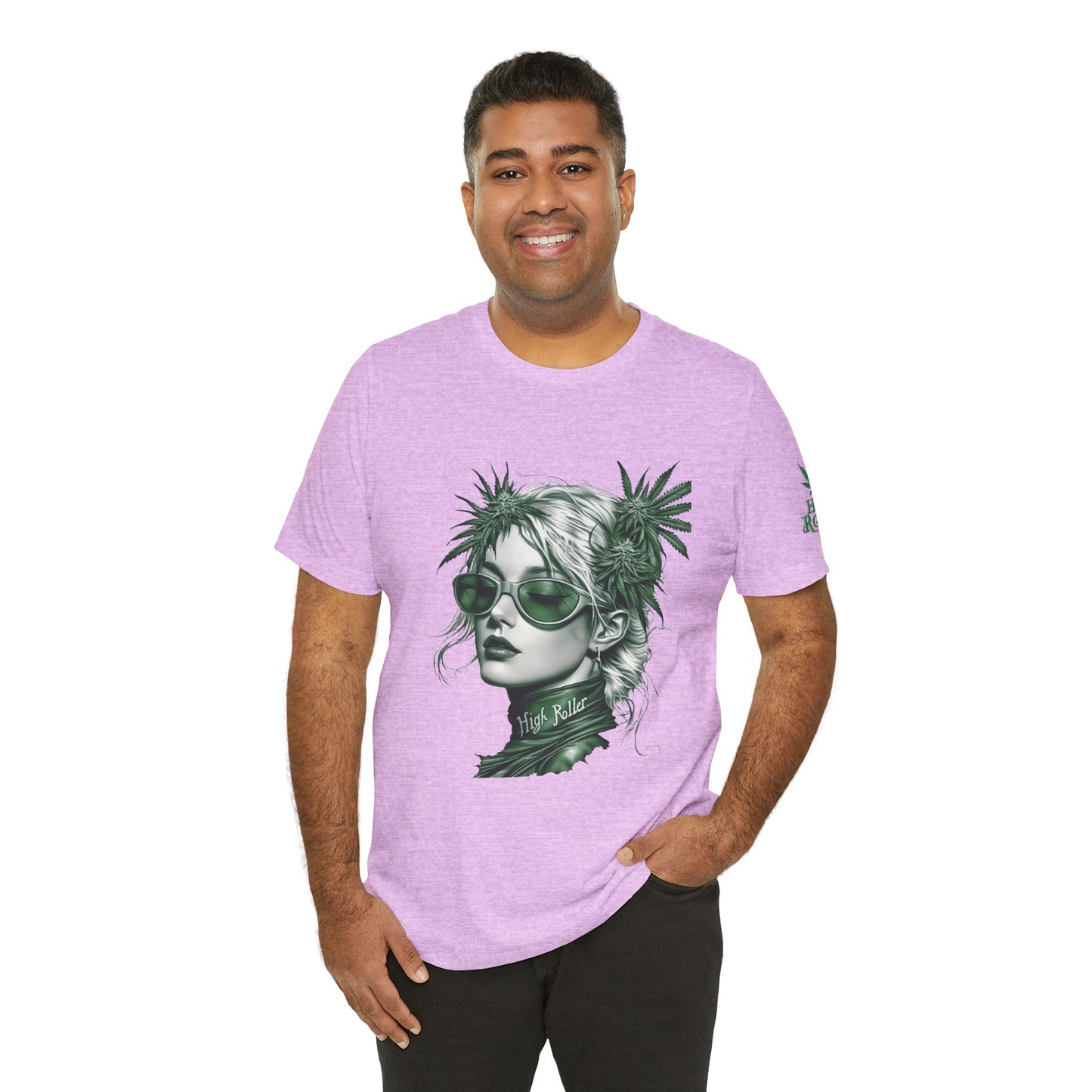 Green Queen T-Shirt - Premium Airlume Cotton Cannabis Crown Portrait Art Tee