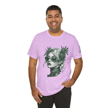 Green Queen T-Shirt - Premium Airlume Cotton Cannabis Crown Portrait Art Tee