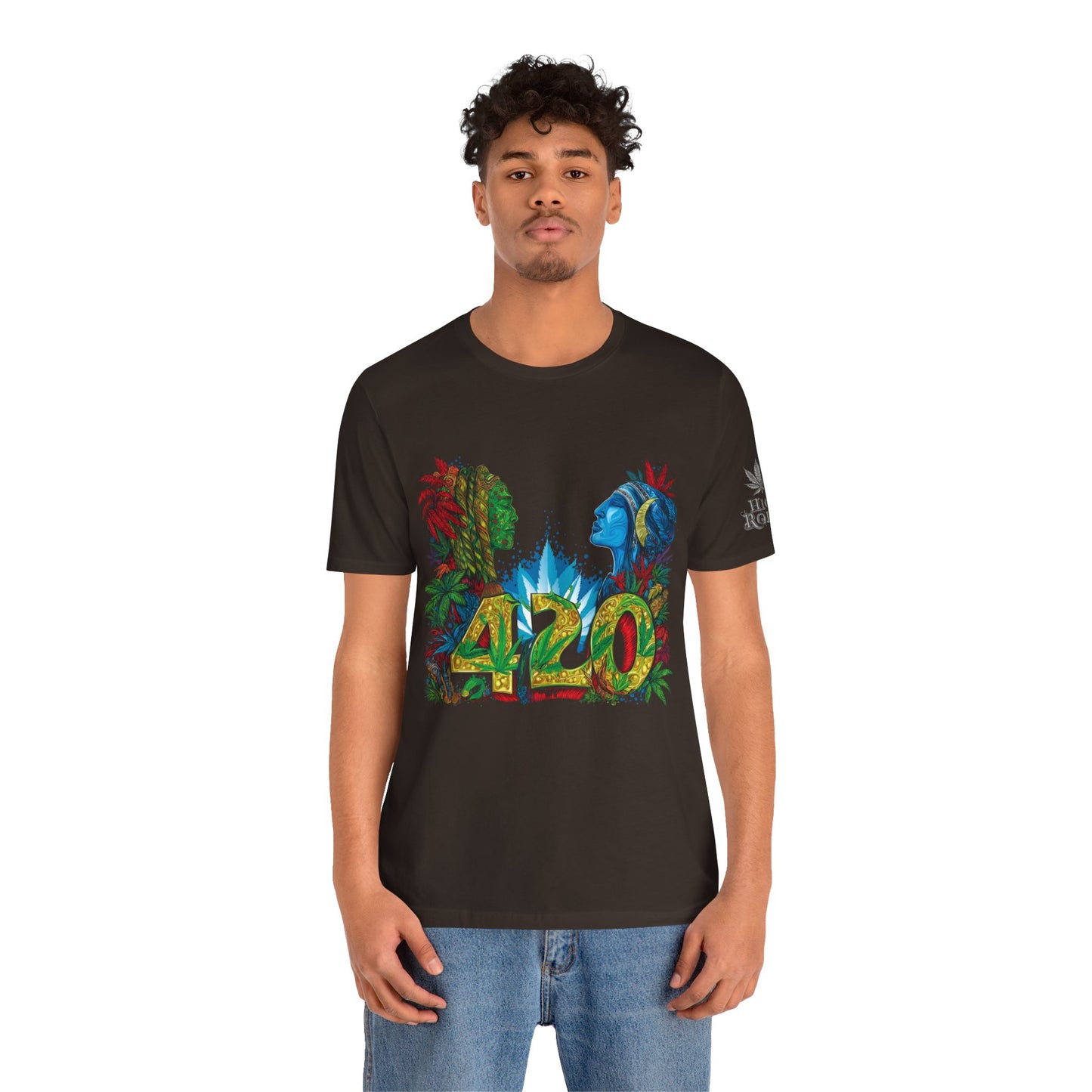 420 Celebration Premium Cannabis Culture T-Shirt - Dual Profile Art With Nature Elements And Bold 420 Typography