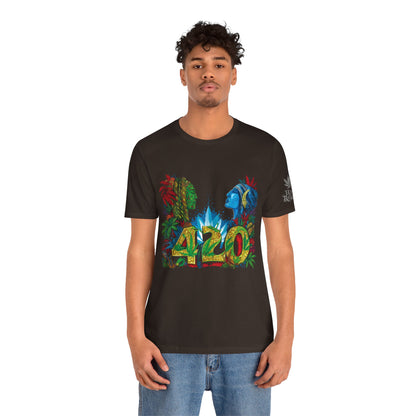 420 Celebration Premium Cannabis Culture T-Shirt - Dual Profile Art With Nature Elements And Bold 420 Typography
