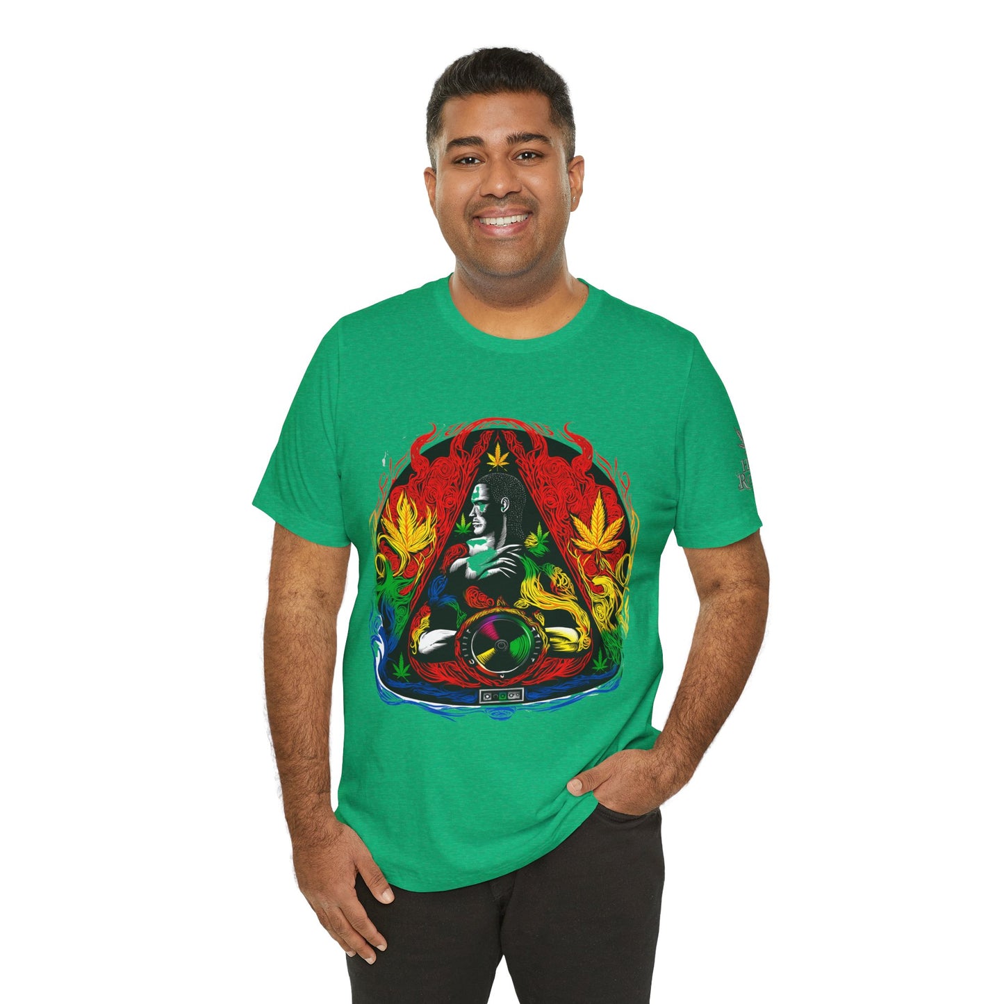 High Roller Sacred Buddha Cannabis T-Shirt - Premium 420 Spiritual Meditation Enlightenment Botanical Artistry Apparel