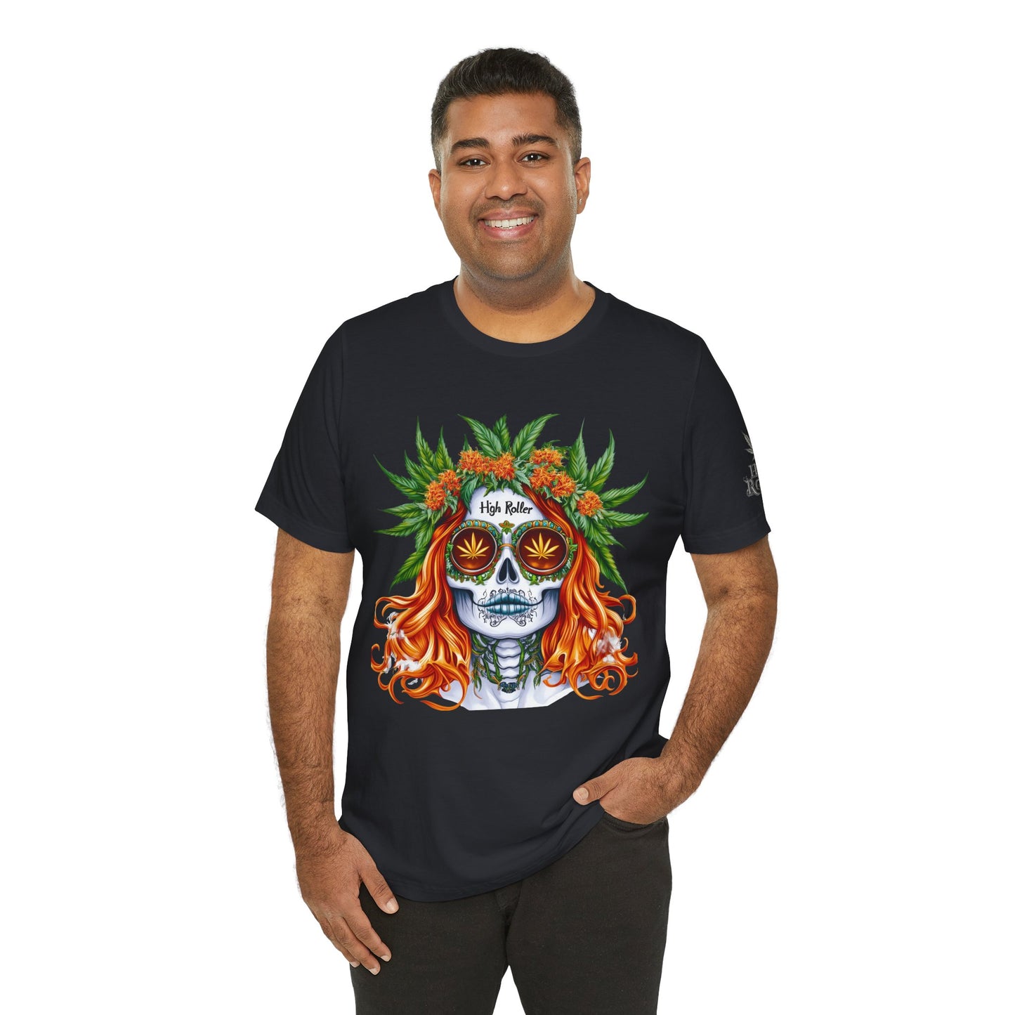 Sugar Skull Cannabis Tee - Day of Dead Art Design | High Roller