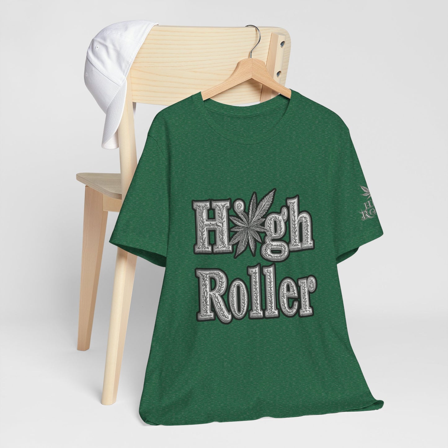 High Roller Classic Tee - Premium Airlume Cotton Cannabis Culture Ornate Typography Art