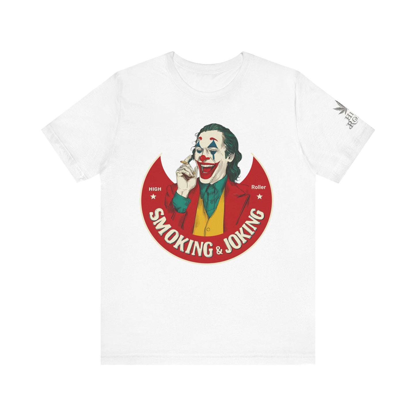 High Roller Villain T-Shirt - Premium Airlume Cotton Cannabis Joker Badge Art Tee