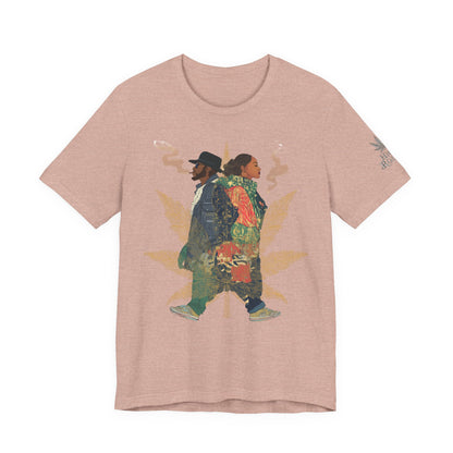 High Roller Back to Back Cannabis T-Shirt - Premium 420 Hip-Hop Duo Golden Leaf Street Culture Partnership Unity Apparel