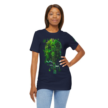 Digital Mind Tee - Premium Airlume Cotton Cannabis Culture Tech Art Matrix Design