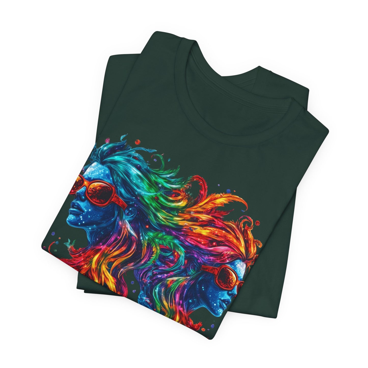Spectrum Sisters T-Shirt - Premium Airlume Cotton Cannabis Rainbow Psychedelic Art Tee
