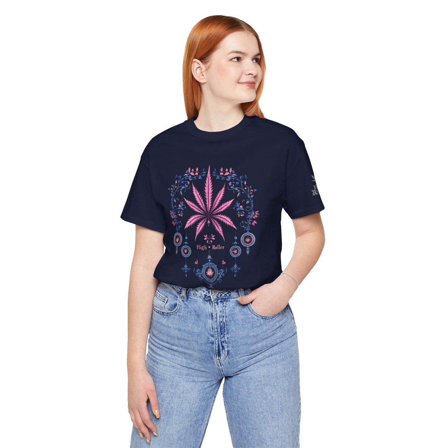 Bohemian Cannabis Mandala Tee - Floral Folk Art Design | High Roller