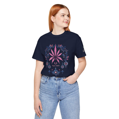 Bohemian Cannabis Mandala Tee - Floral Folk Art Design | High Roller