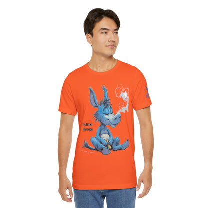 Blue Donkey Tee - Premium Airlume Cotton Cannabis Culture Humor Cartoon Art