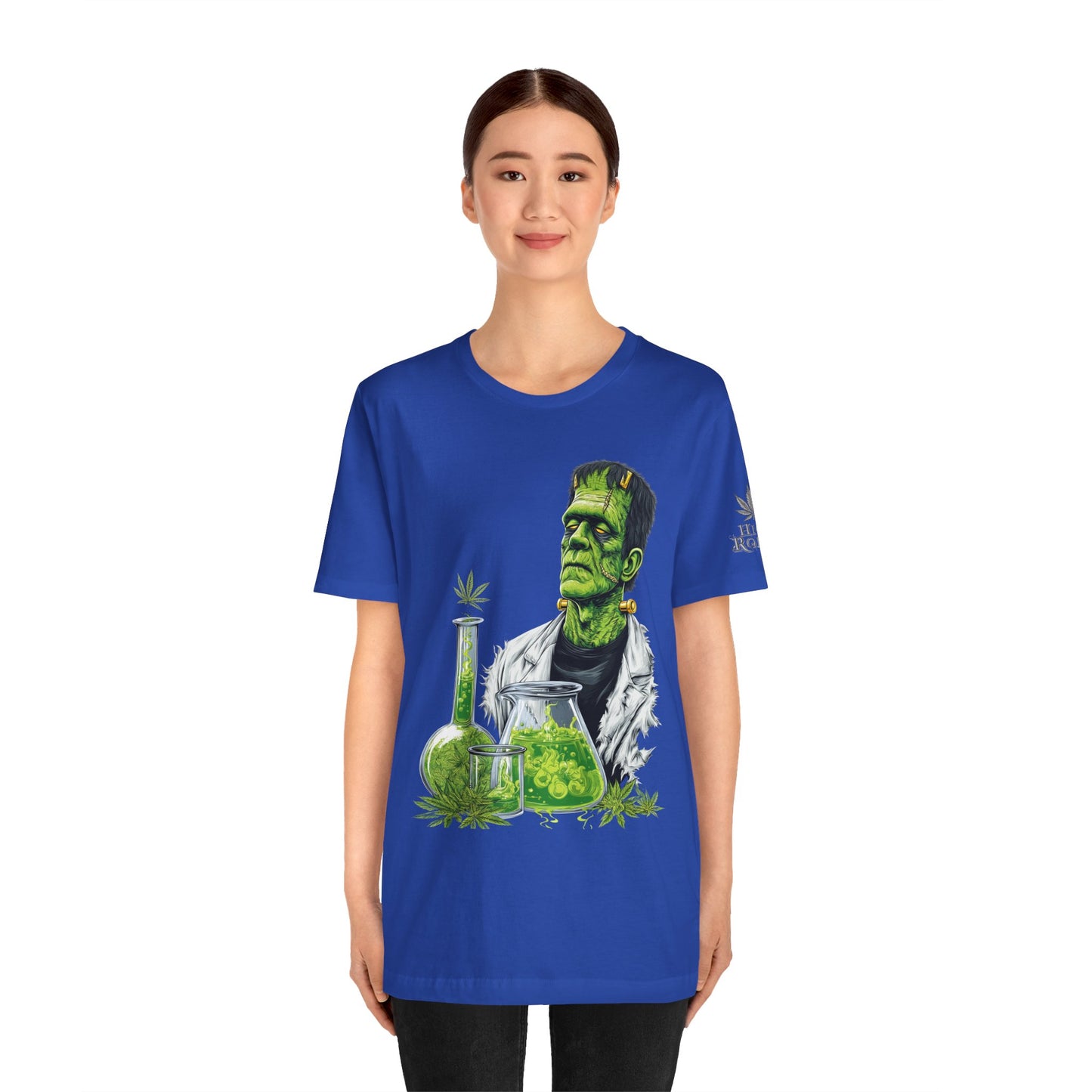 Frankenstein's Laboratory HIGH ROLLER Halloween Cannabis T-Shirt - Premium Monster Scientist 420 Experiment Apparel
