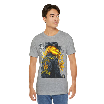 Halloween Witch Rider Cannabis T-Shirt - Premium Spooky 420 Biker Edition Apparel