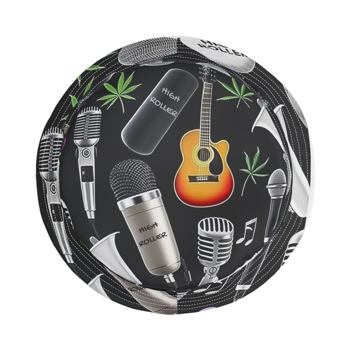 Cannabis Leaf & Music Bucket Hat - Artistic Pattern Fashion Accessory