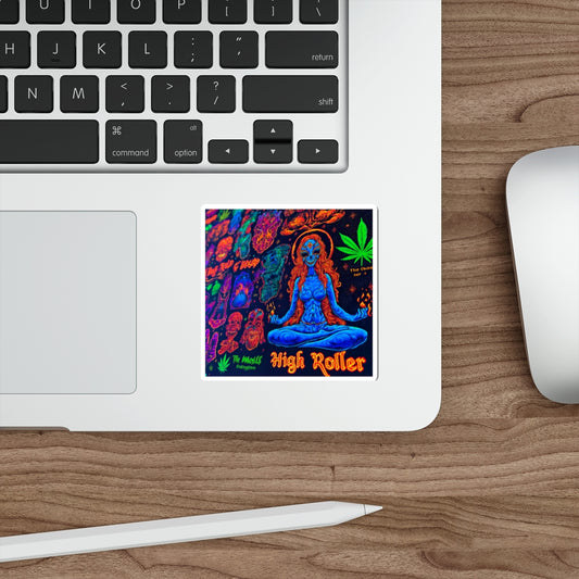 Psychedelic Cannabis Meditation Art Sticker | High Roller Trippy Design | Premium Die-Cut Vinyl Decal