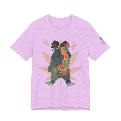 High Roller Back to Back Cannabis T-Shirt - Premium 420 Hip-Hop Duo Golden Leaf Street Culture Partnership Unity Apparel
