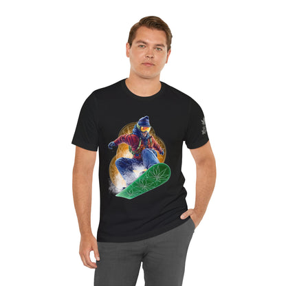 High Roller Snowboard Cannabis T-Shirt - Premium 420 Winter Sports Action Shred Mountain Lifestyle Apparel