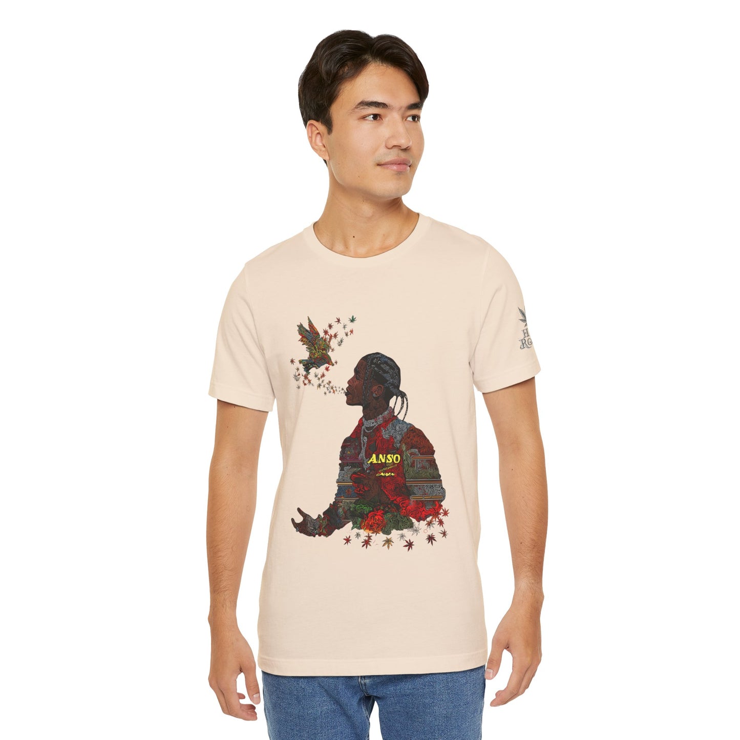 High Roller ANSO Freedom Eagle Cannabis T-Shirt - Premium 420 Artistic Double Exposure Urban Culture Liberation Apparel