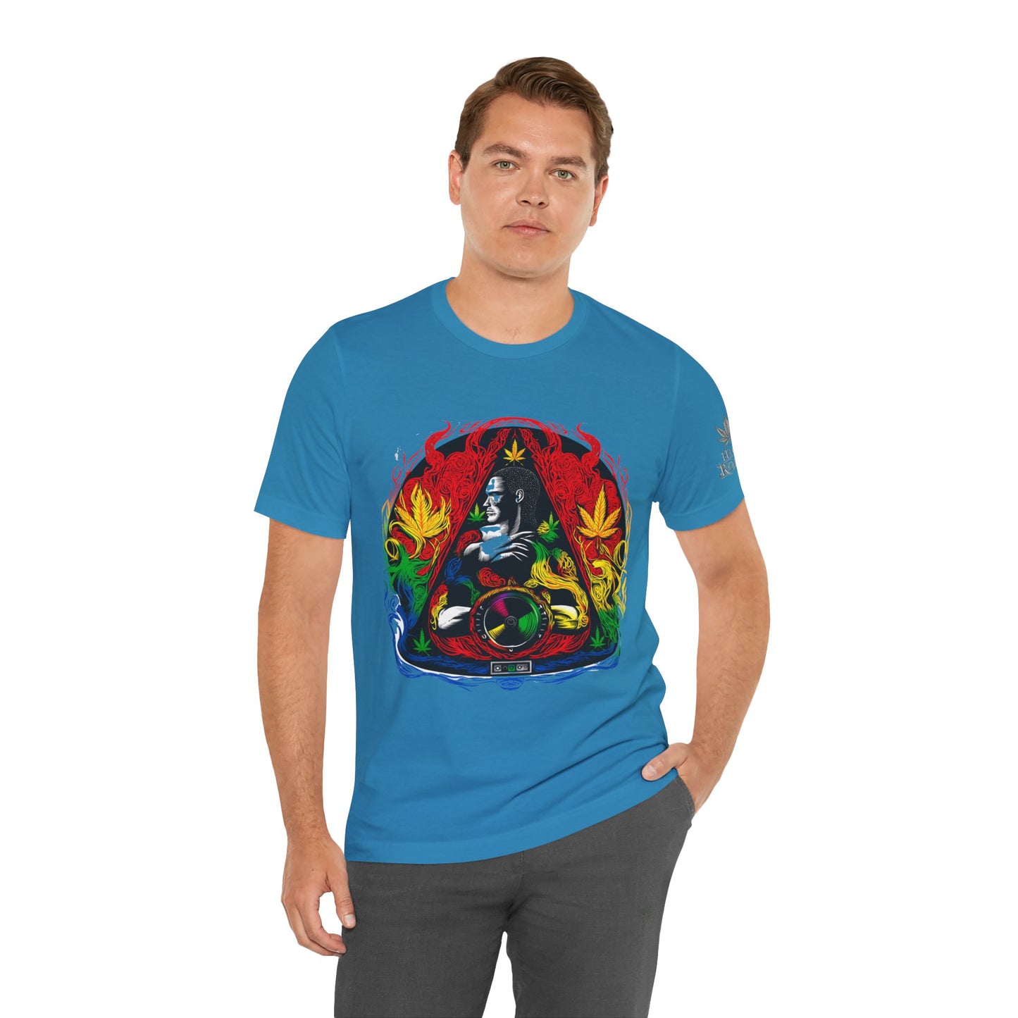 High Roller Sacred Buddha Cannabis T-Shirt - Premium 420 Spiritual Meditation Enlightenment Botanical Artistry Apparel