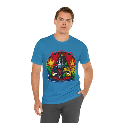High Roller Sacred Buddha Cannabis T-Shirt - Premium 420 Spiritual Meditation Enlightenment Botanical Artistry Apparel