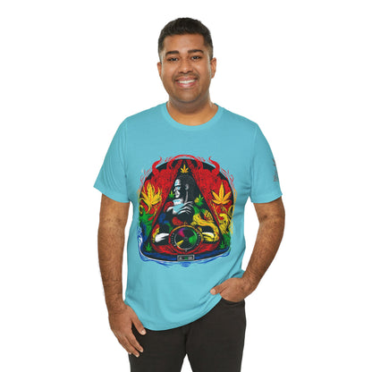 HIGH ROLLER Buddha Meditation Premium Cannabis Culture T-Shirt - Enlightenment Meets Electronic Music Luxury Streetwear