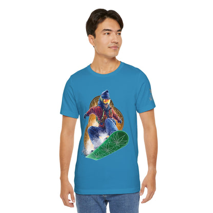 High Roller Snowboard Cannabis T-Shirt - Premium 420 Winter Sports Action Shred Mountain Lifestyle Apparel