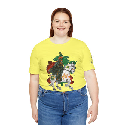 Headless Horseman HIGH ROLLER Halloween Cannabis T-Shirt - Premium Pumpkin Rider Skeletal Steed 420 Apparel