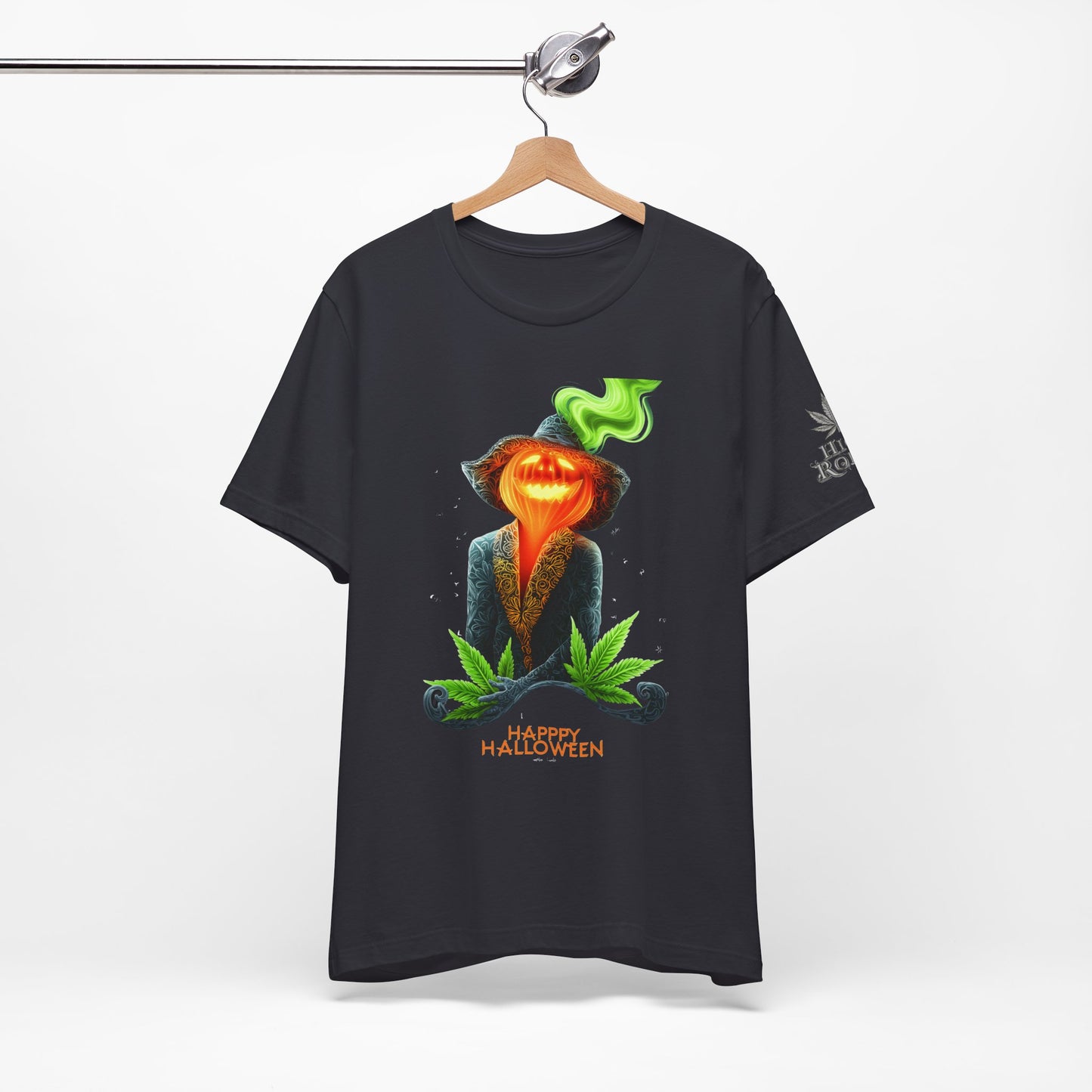Victorian Pumpkin Gentleman HIGH ROLLER Halloween Cannabis T-Shirt - Premium Jack-o'-Lantern Aristocrat Meditation 420 Apparel