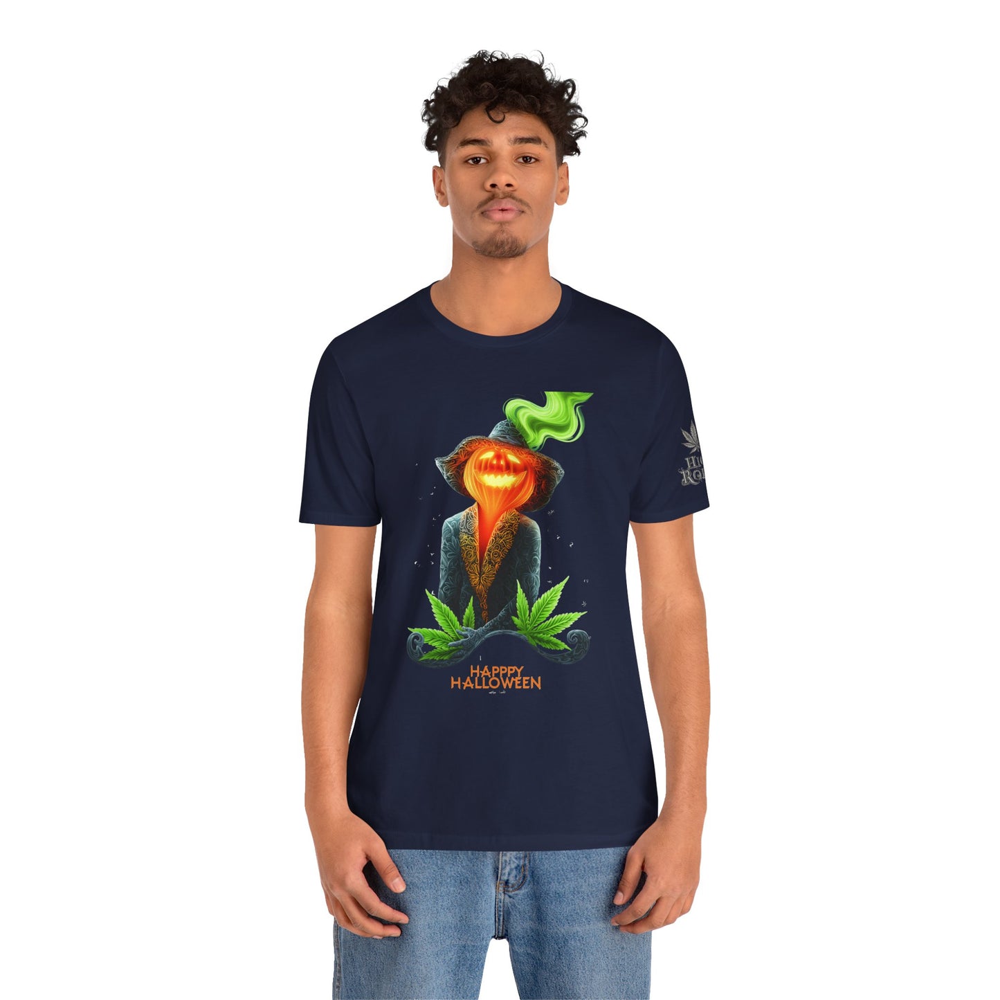 Victorian Pumpkin Gentleman HIGH ROLLER Halloween Cannabis T-Shirt - Premium Jack-o'-Lantern Aristocrat Meditation 420 Apparel