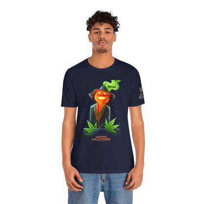 Victorian Pumpkin Gentleman HIGH ROLLER Halloween Cannabis T-Shirt - Premium Jack-o'-Lantern Aristocrat Meditation 420 Apparel
