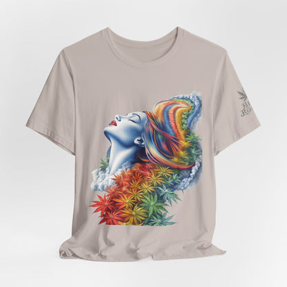 Rainbow Bloom Tee - Premium Airlume Cotton Cannabis Culture Spectrum Goddess Art