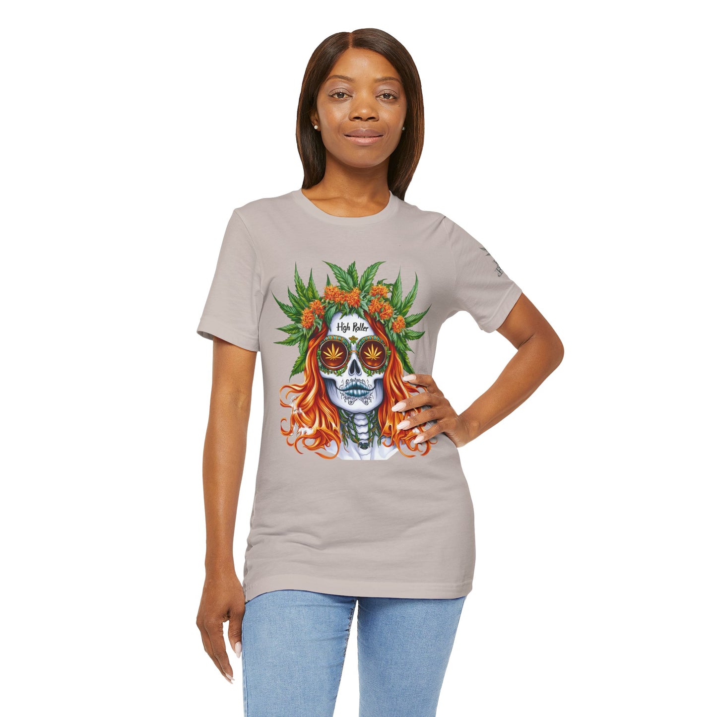 Sugar Skull Cannabis Tee - Day of Dead Art Design | High Roller