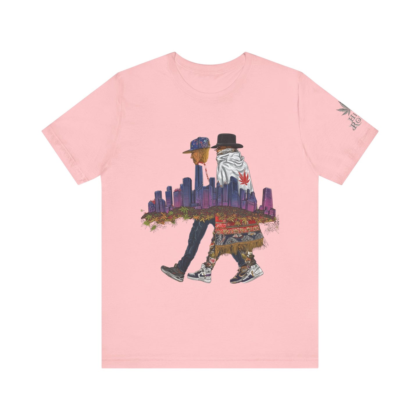 High Roller Urban Legends Cannabis T-Shirt - Premium 420 City Skyline Street Culture Double Exposure Apparel