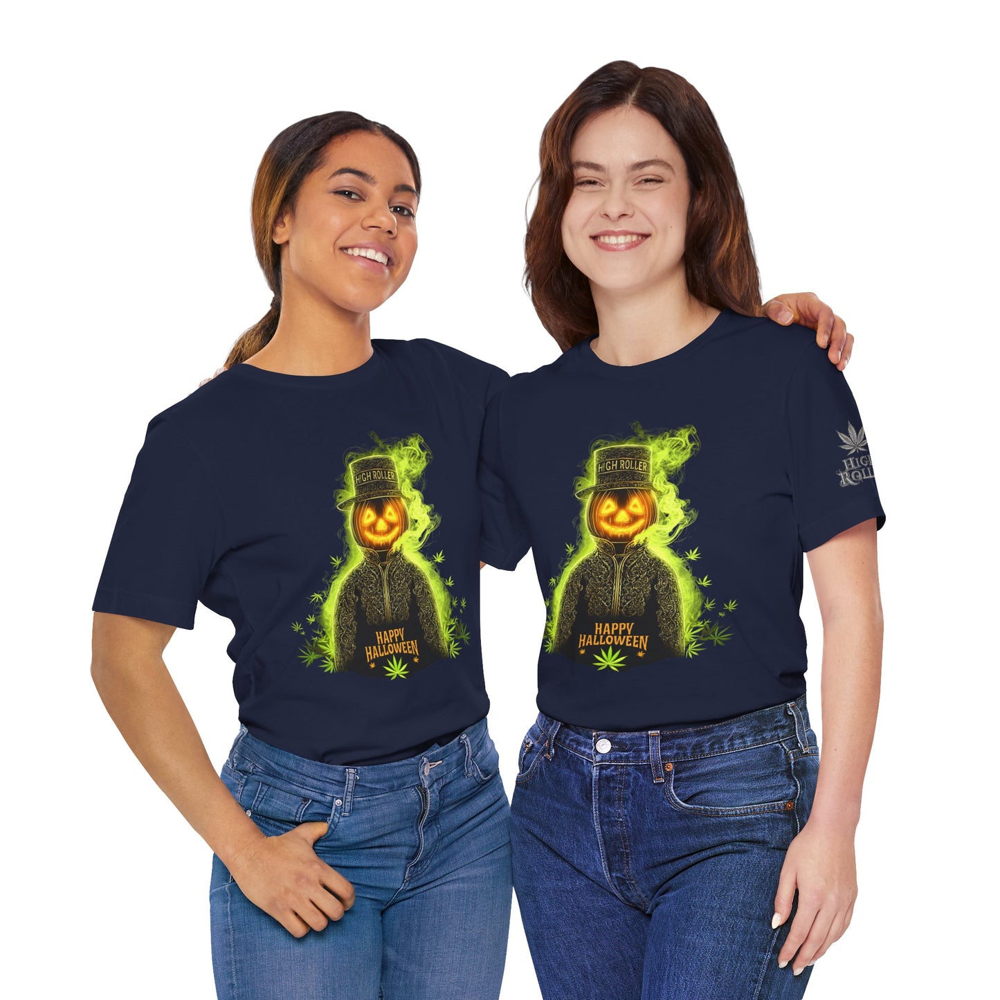 Spectral Pumpkin HIGH ROLLER Halloween T-Shirt - Premium Dark Cannabis Apparel