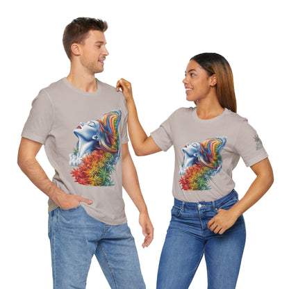 Rainbow Bloom Tee - Premium Airlume Cotton Cannabis Culture Spectrum Goddess Art