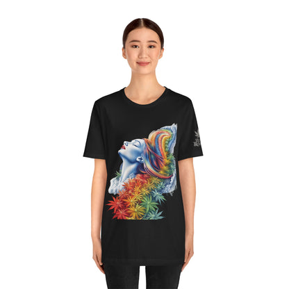 Rainbow Bloom Tee - Premium Airlume Cotton Cannabis Culture Spectrum Goddess Art
