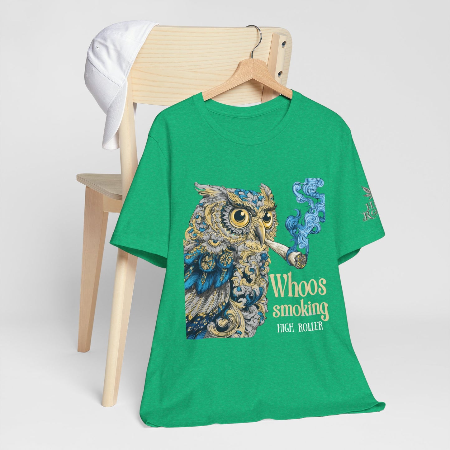 Baroque Owl Tee - Premium Airlume Cotton Cannabis Culture Ornate Bird Art