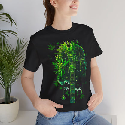Digital Mind Tee - Premium Airlume Cotton Cannabis Culture Tech Art Matrix Design