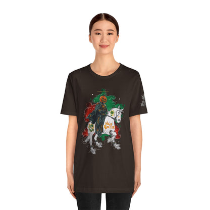 Headless Horseman HIGH ROLLER Halloween Cannabis T-Shirt - Premium Pumpkin Rider Skeletal Steed 420 Apparel